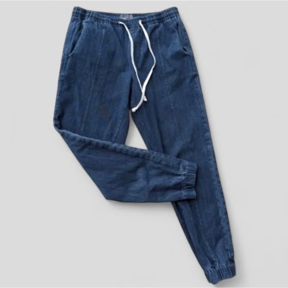 Vince Cropped Pull On Jeans Drawstring Waist Dark Wash Sz M - Picture 4 of 8